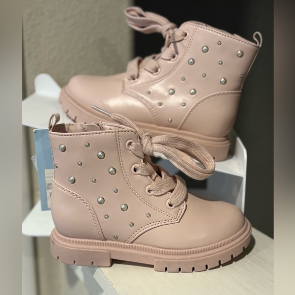 Cat & Jack Other - Cat And Jack Lace Up/Zip Pink Blush Amaya Combat Boot Toddler Sz 10